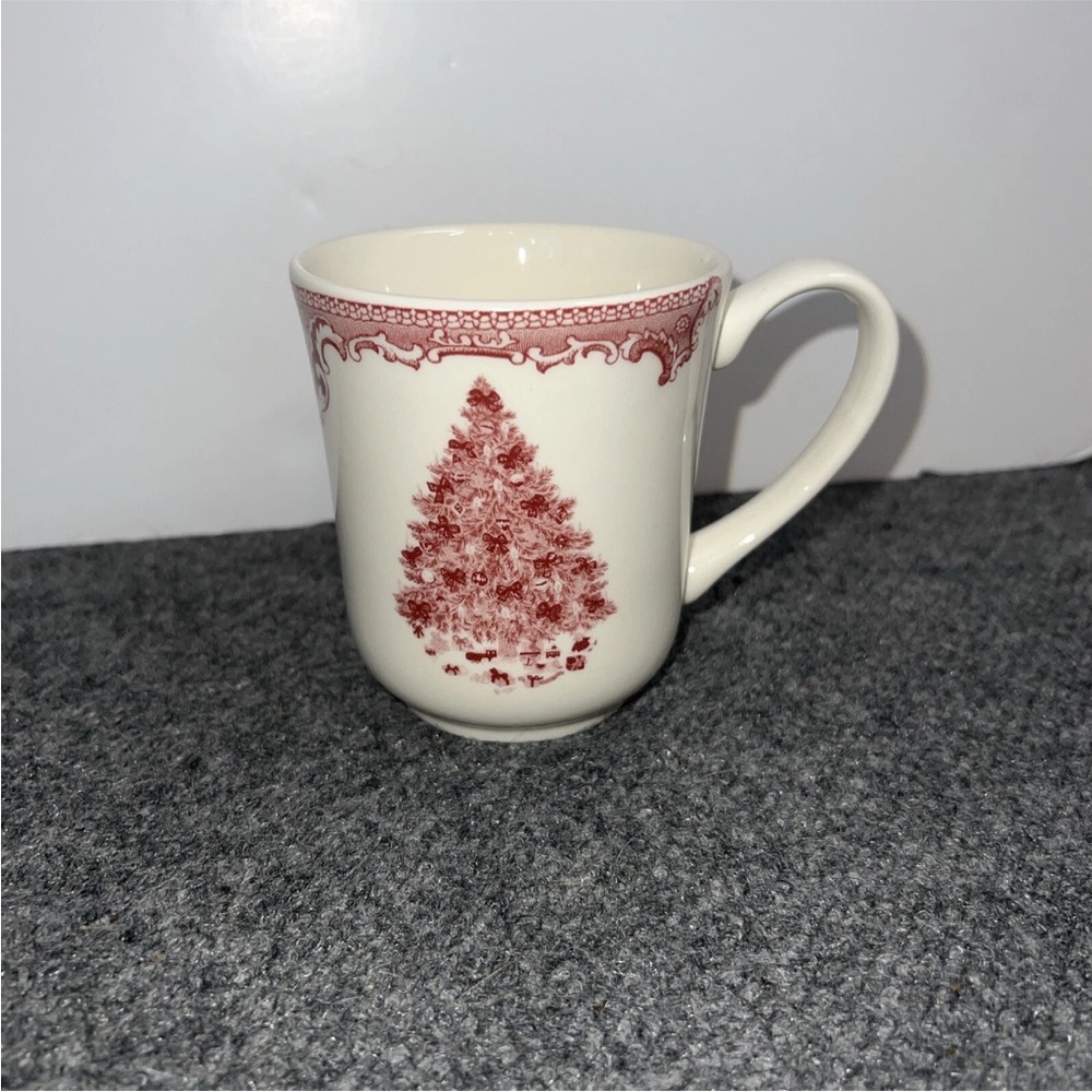 Johnson Bros Old Britain Castles Christmas Tree Coffee Mug  Pink Red Replacement - Picture 3 of 6